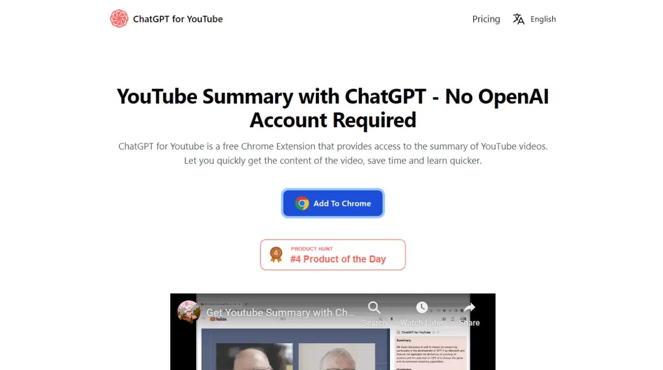 chatgpt for youtube video summarizer