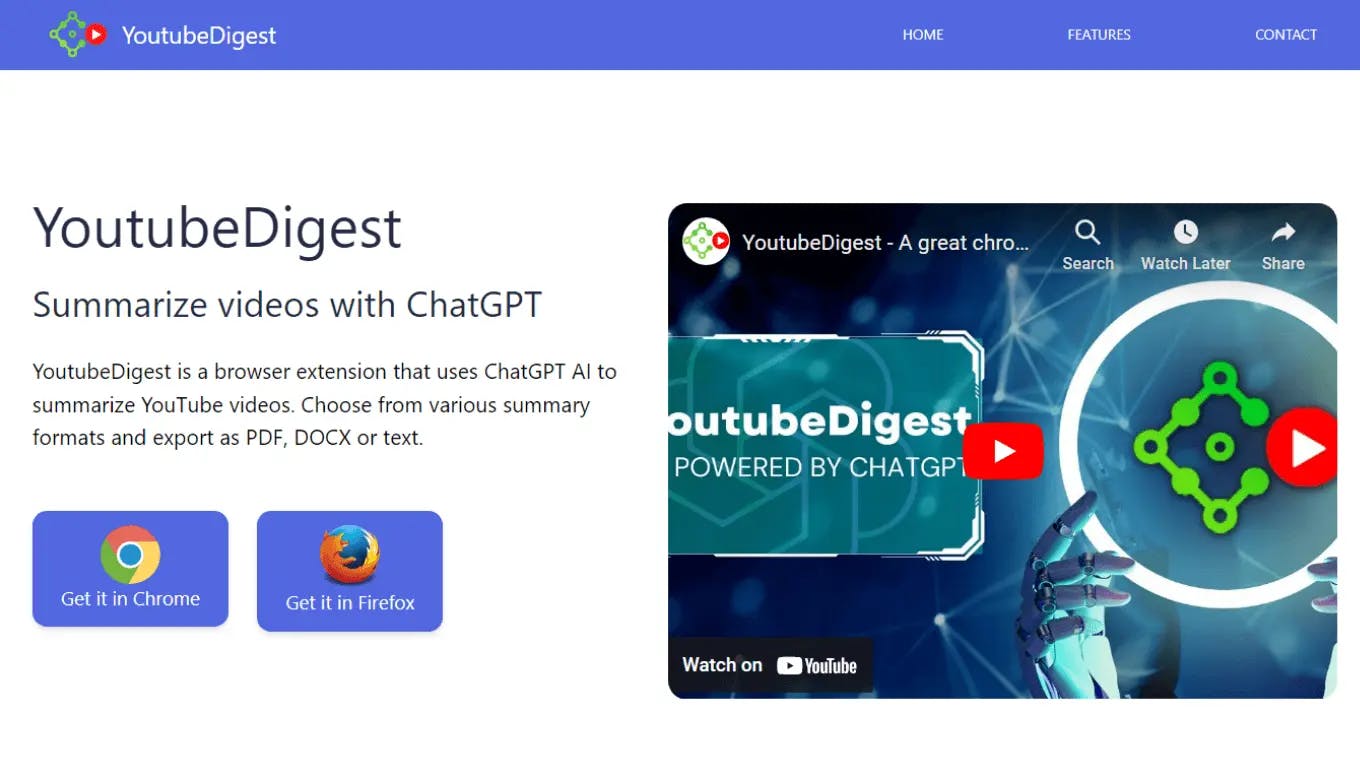 youtube digest by chatgpt youtube summarizer